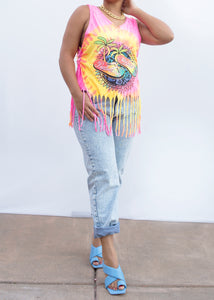 Bahamas Tie Dye Fringe Shirt