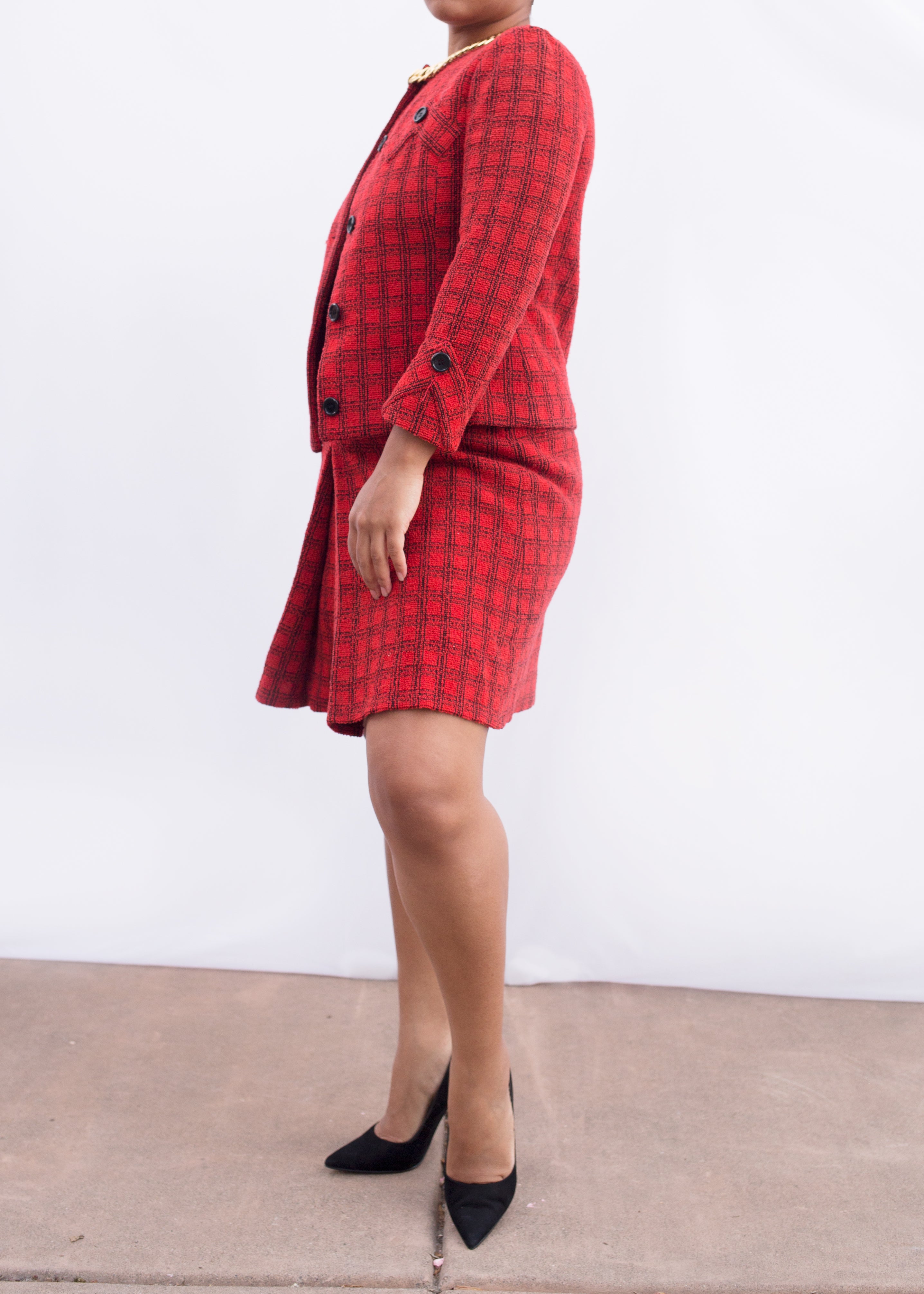 Tricosa Plaid Two-Piece Skirt Set