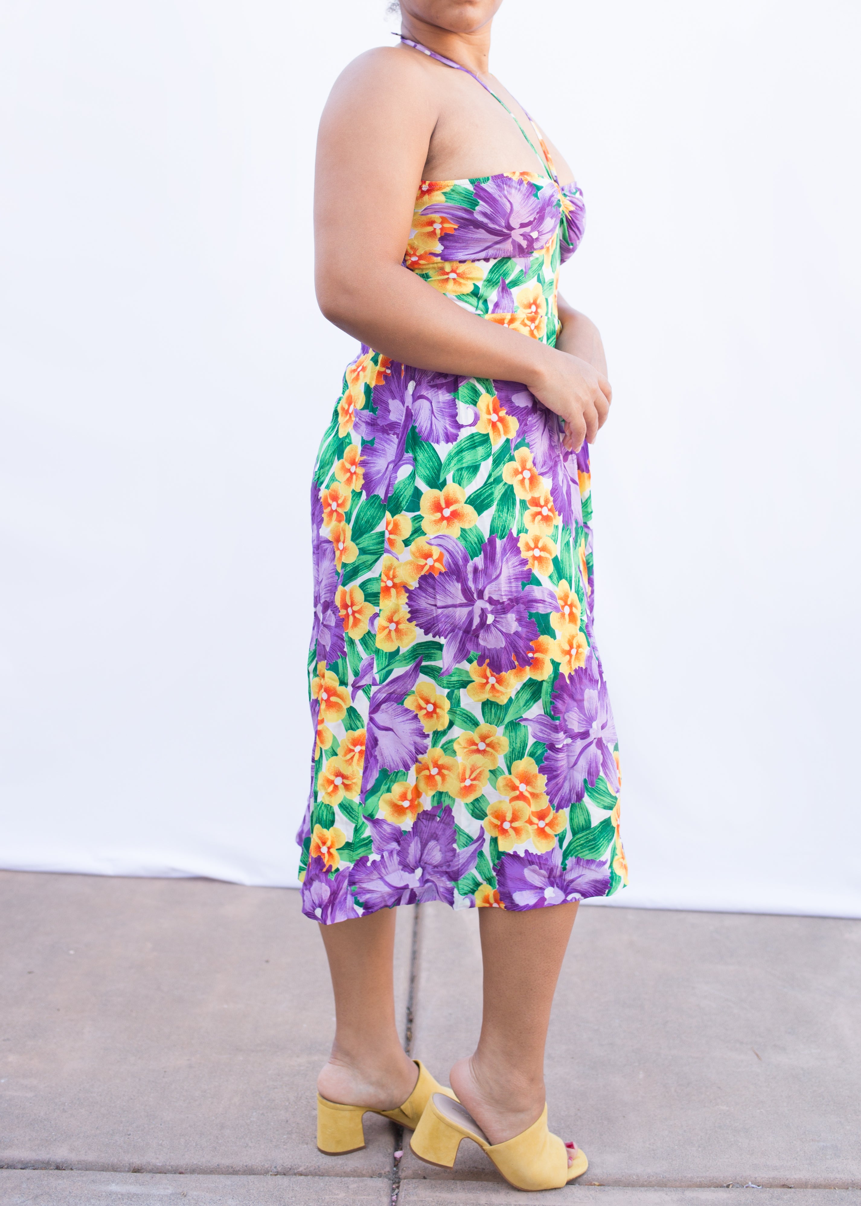 Sunshine Purple Hawaiian Floral Dress