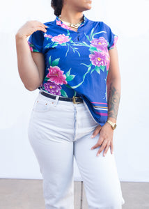 Ms Tops California Blue Floral Top