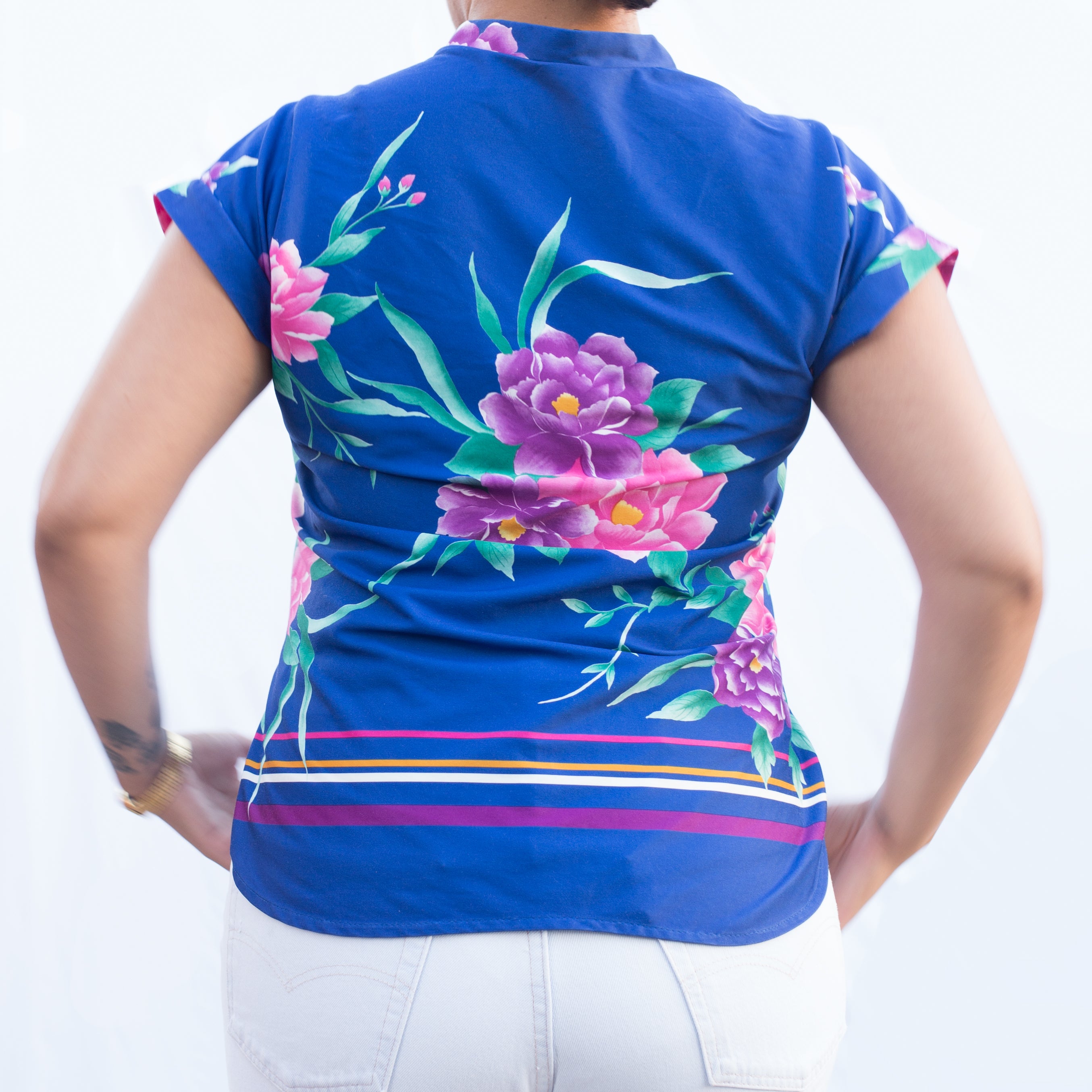 Ms Tops California Blue Floral Top