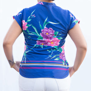 Ms Tops California Blue Floral Top